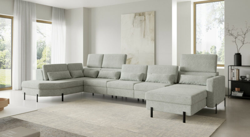 Modułowy narożnik z możliwością rozbudowy i funkcją spania, Pienza