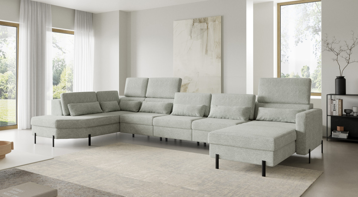 Modułowy narożnik z możliwością rozbudowy i funkcją spania, Pienza